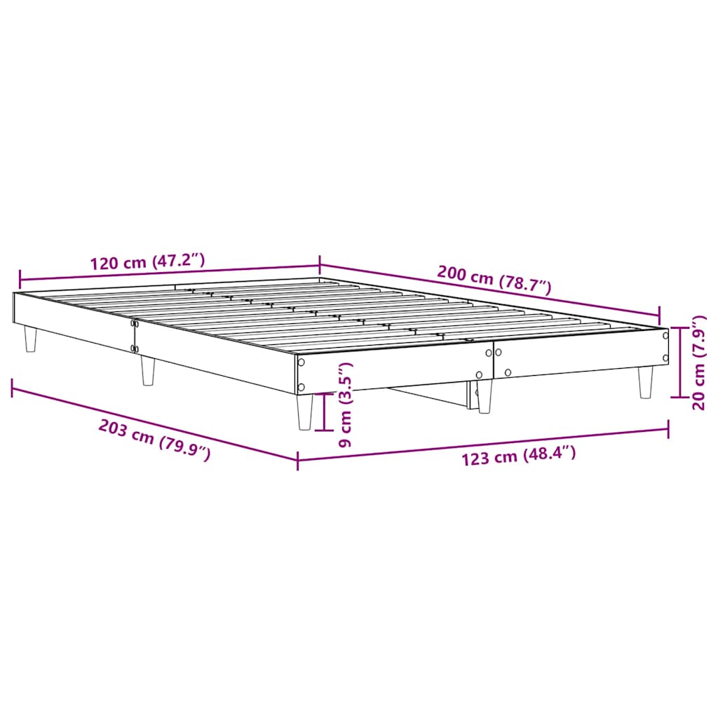 Bed Frame without Mattress Sonoma Oak Finish 120 x 200 cm Wood Based Material