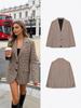 Осенний модный костюмный пиджак в клетку прямого кроя, европейский и американский стиль, 2025