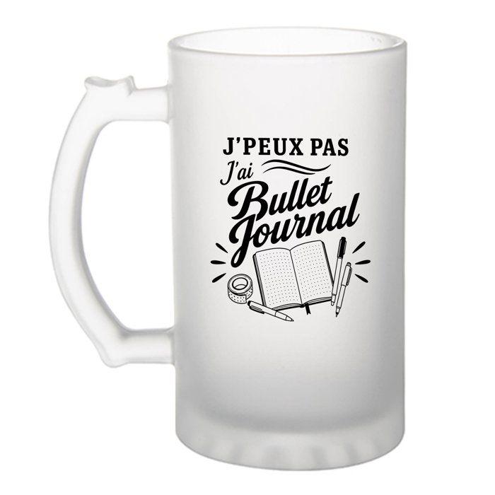 Chope à bière - PLANETEE - J'peux pas minimaliste - Givré - Verre trempé 470 ml - Motif imprimé