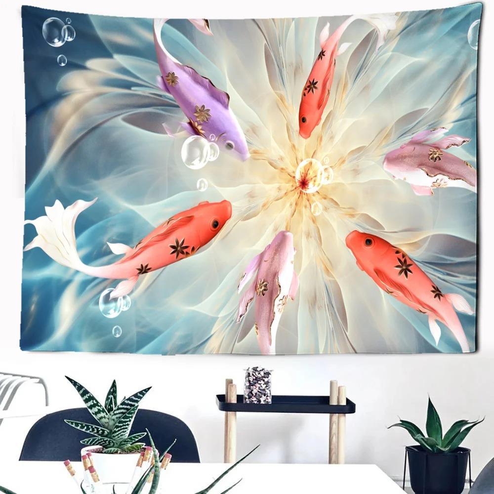 Узор Lotus Koi Модный домашний декор Гобелен Гостиная Спальня Гобелен