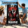 Custom Name Personalized Michael Jackson Print Beach Towel, for Trip Camping Beach Party Home Decor, Birthday Gift for Family & Friends