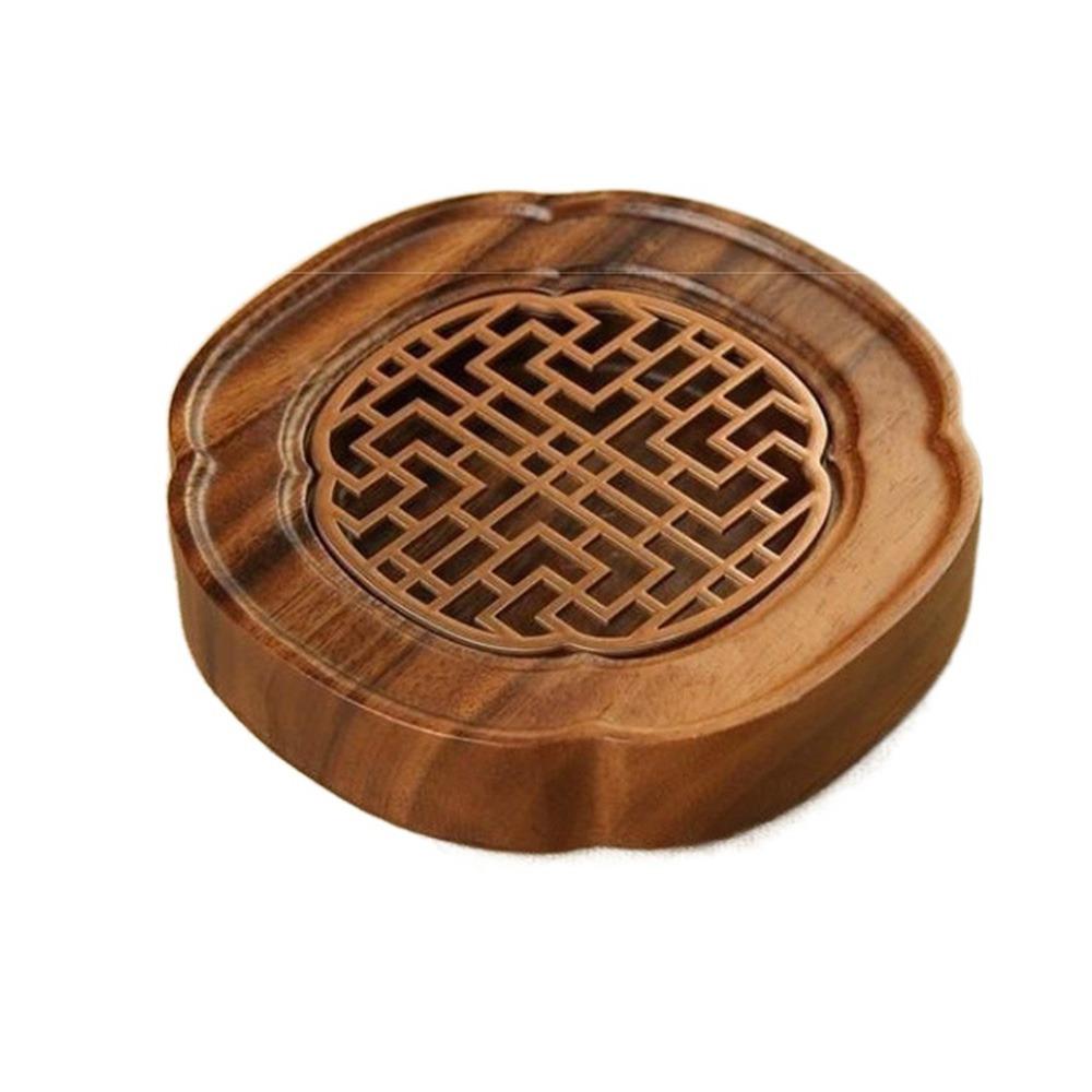 Walnut Wood Bearing Wood Tea Tray Water Storage Detachable Dry Brewing Tea Table Drainage Hollow Out Teapot Drain Plate