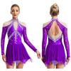 Women Figure Skating Performance Costume Sheer Mesh Rhinestones Leotard Dress for Modern Lyrical Dance Gymnastics Acrobatics