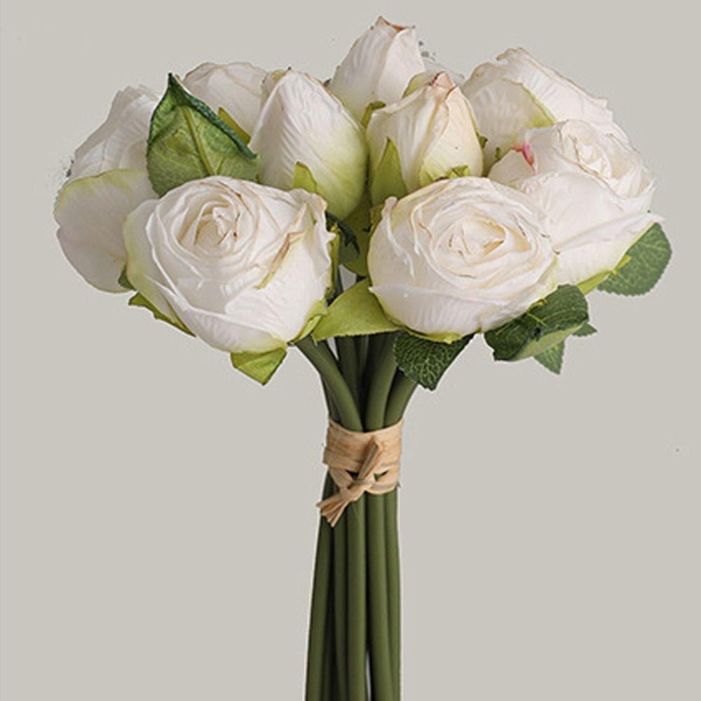Real Touch Artificial Roses Bouquet Plastic Fake Plants Silk Rose Flowers  Outdoor Garden Decor