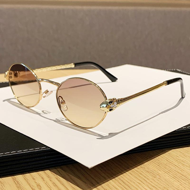 Модные Геометрические Металлические Овальные Солнцезащитные Очки Для Улицы С Защитой Uv400 Модный Аксессуар