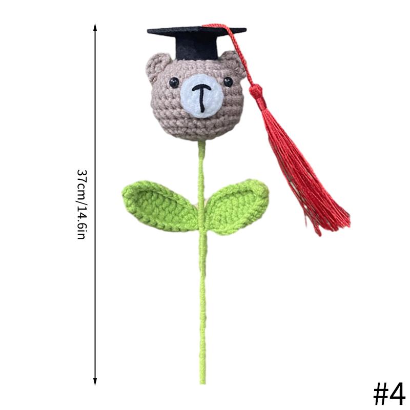 Graduation Season Doctoral Hat Finished Hand Woven Flowers Graduation Bouquet Friend Graduation Gift Mini Graduation Flower Doll