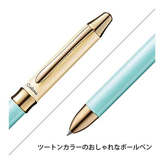 Многофункциональная ручка Pentel Cielina BXW1555CD, Зеленая - Тонкий корпус, разработанный для женских рук, Пастельный x Жемчужное покрытие, Золотое покрытие, Черный/Красный шариковый стержень,