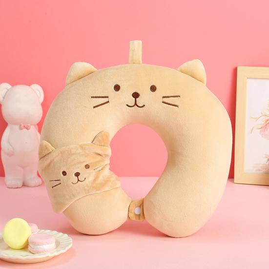 Милая U-образная подушка Портативная мультяшная подушка для шеи с животными Дорожная подушка для поддержки шеи с маской для глаз