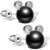 Серьги-гвоздики в стиле милой мышки-кошки с черным покрытием и искусственным жемчугом для свадьбы, коктейльной вечеринки