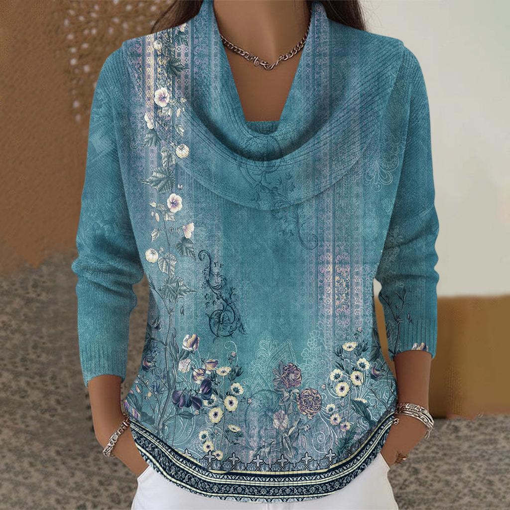 Женский повседневный и модный свитер с круглым вырезом, длинными рукавами и принтом