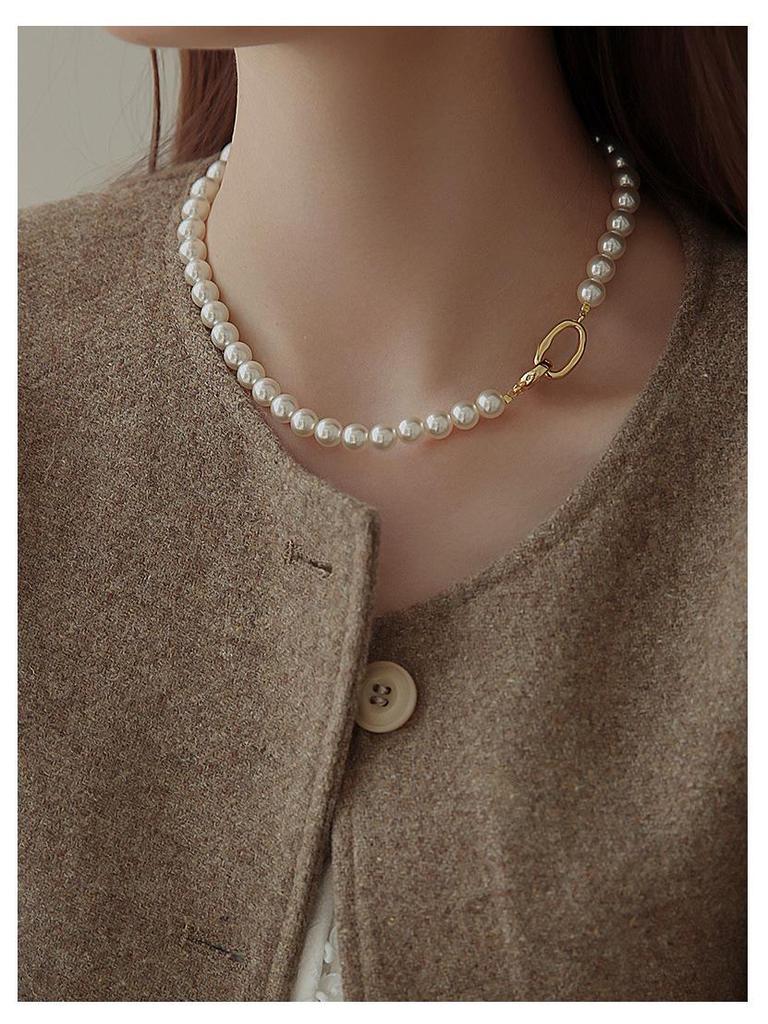 Нишевое жемчужное колье-чокер в корейском стиле: Искусственный жемчуг с сильным блеском для женщин