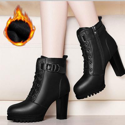 Модные женские ботинки – Удобные ботильоны на шнуровке, Модная уличная роскошная обувь на высоком каблуке