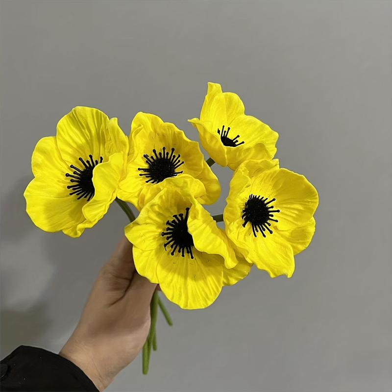 8 шт. Искусственный цветок Свадебный букет невесты ПУ Мак Реалистичный на ощупь Мини-мак Украшение для дома Искусственный мак Имитация растения 29x8см