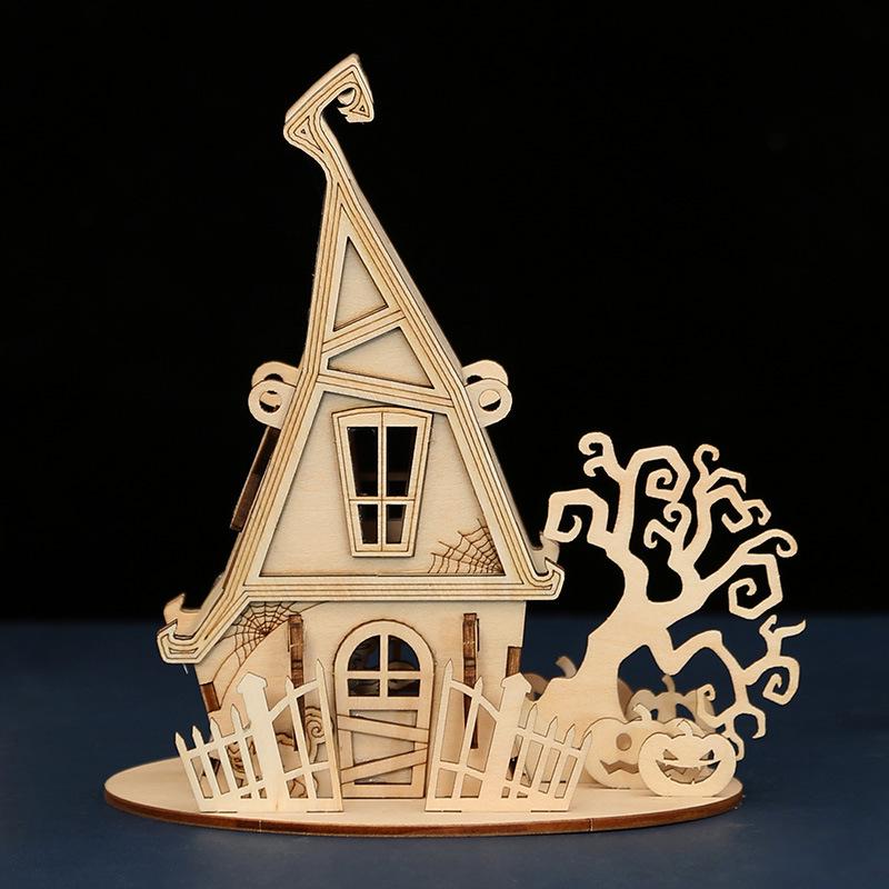 Halloween DIY Ghost Festival Wooden Puzzle - Children's Handmade Educational Toy
