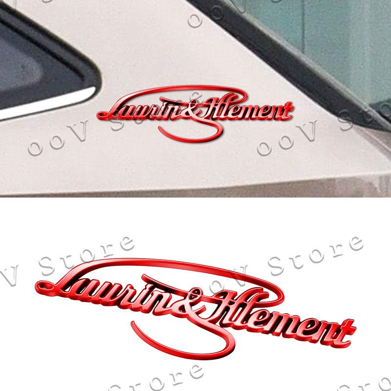 HGWE4 3D Chrome Metal Laurin & Klement Logo Emblem Car Fender Trunk Badge Sticker For Skoda Octavia Rapid Superb 3 Kodiaq Yeti Decor