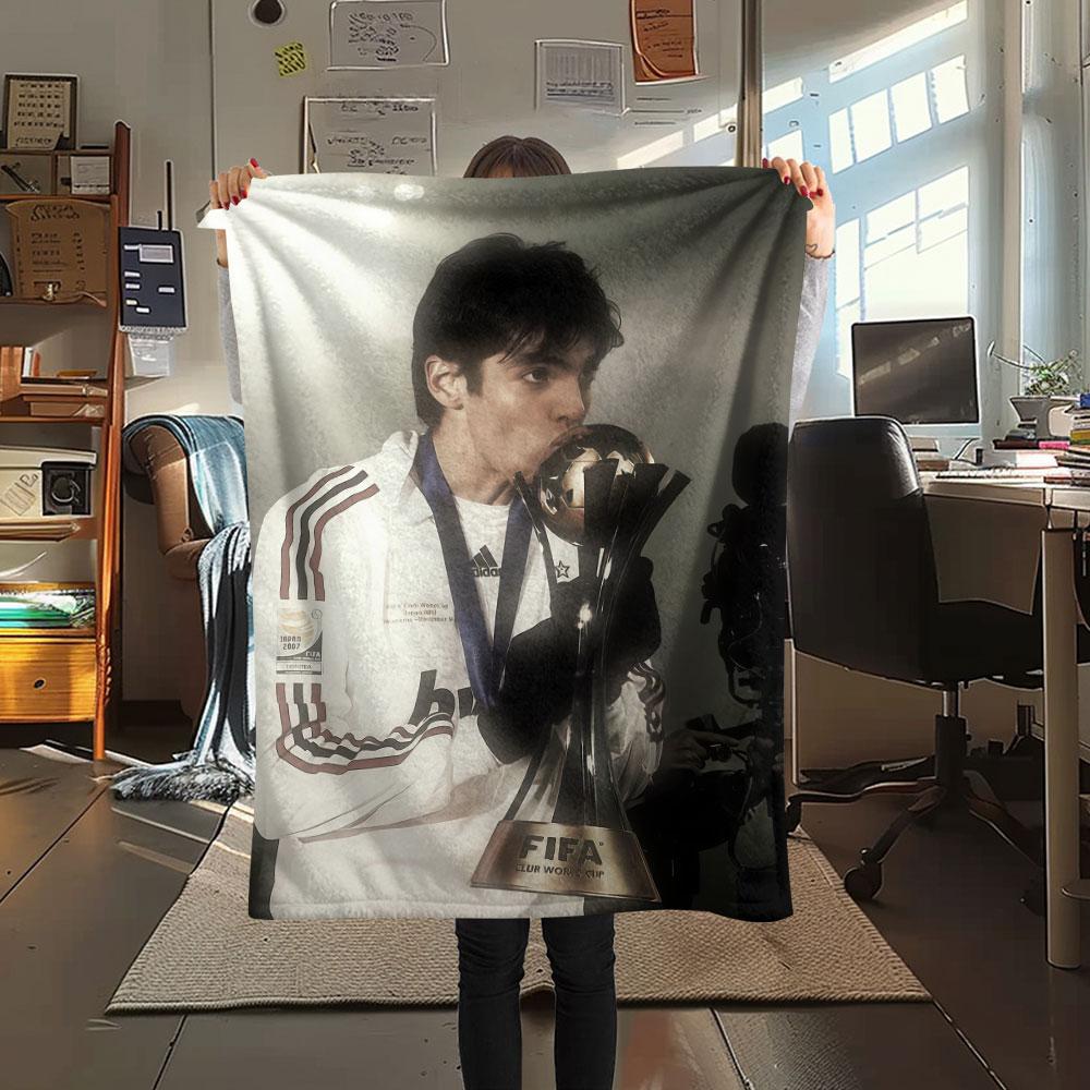 Vintage Kaka Printed Flannel Blanket, soft throw for bedroom sofa, washable,soccer fan merchandise, great gift.