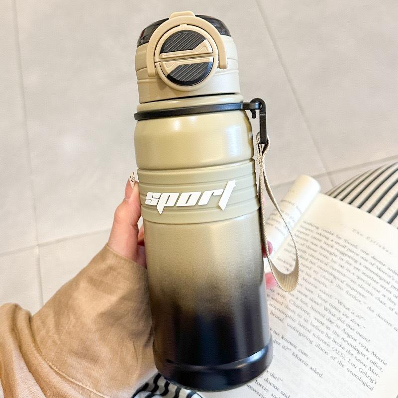 Water bottle Damai large capacity thermos cup Boys and girls straw cup Outdoor student sports portable stainless steel water cup