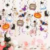 48 Pcs Halloween Hanging Swirls Decoration Spooky Ceiling Spiral Streamer with Spider Pumpkin Ghost Sign for Halloween Home Decor