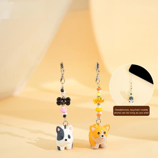 2Pcs Keychain Pendant Puppy Design Lightweight Miniature Key Holder Emotional Healing Keychain Backpack Accessories