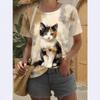 Летний топ с круглым вырезом и принтом 3D Cat, модные повседневные женские футболки с короткими рукавами