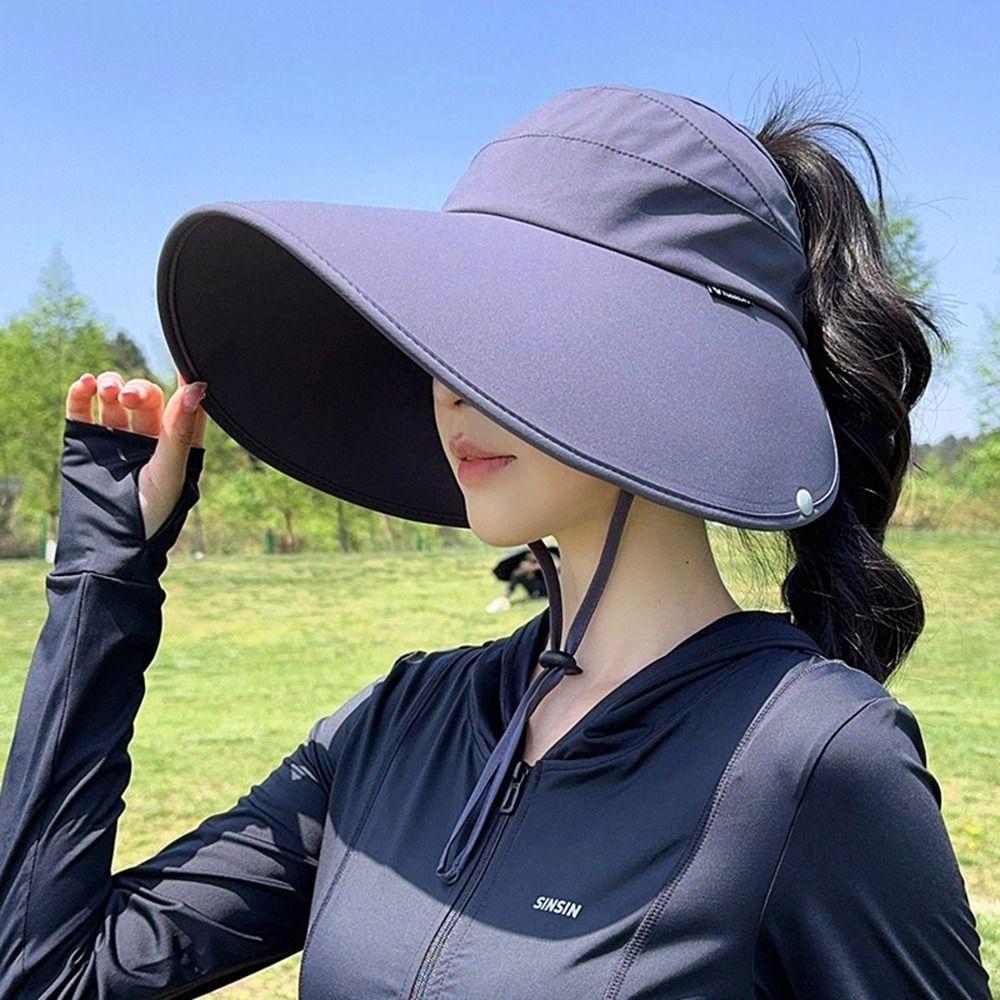 Foldable Sunscreen Cap Breathable Ponytail Hat New Shawl Cap Summer