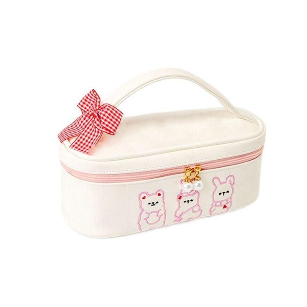 Large Capacity Pencil Boxes Double-deck Cosmetic Bag Multifunctional Pencil Case Girls