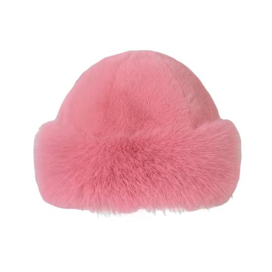 Faux Fur Winter Bucket Hat Solid Color Soft Texture Thickened Warm Plush Hat Gentle Feel Winter Headwear