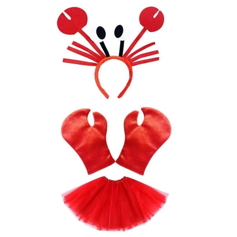 Cartoon Crab Headband Animal Character Costume Headwear Cute Red Lobster Costume Set Cosplay Event