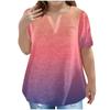 Children's Plus-size T-shirt Gradient Casual Fashion V-neck Short-sleeved Pocket Top