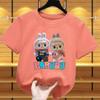 Новая детская футболка Labubu Шарф LABUBU и Юбка с рисунком LABUBU Для девочки Круглый вырез Короткий рукав Повседневная Универсальная одежда