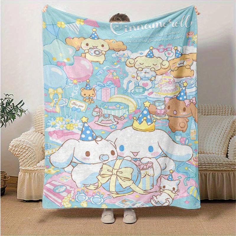1pc, Sanrio Cinnamoroll Home Decor: Cozy Flannel Blanket for Bedroom, Living Room, Travel, Camping, Car, Beach, Office Naps – Perfect Gift & Outdoor T