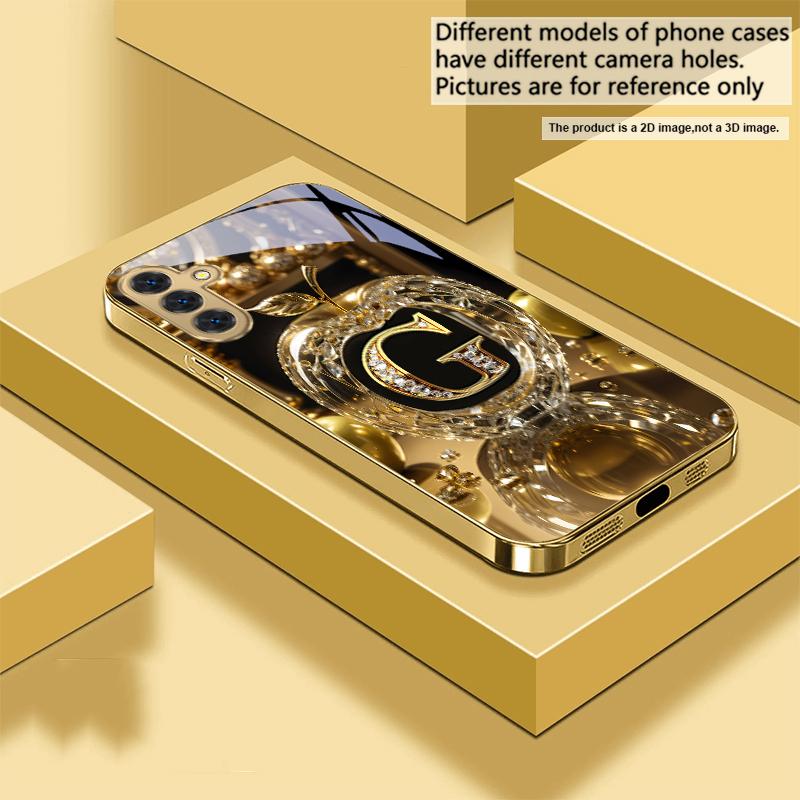 Высококлассный золотой символ 'F' для Samsung Galaxy S20 FE S21 S22 S23 Plus S24 Ultra 25Ultra S21+ S9+ S22Plus Золотой стеклянный чехол для телефона