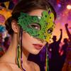 Маска Марди Гра со стразами, полумаска, карнавальная маска, пайетки, кисточка, маска для маскарадной вечеринки
