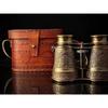 Antique Brass Binoculars with Leather Case - Vintage Nautical Decor