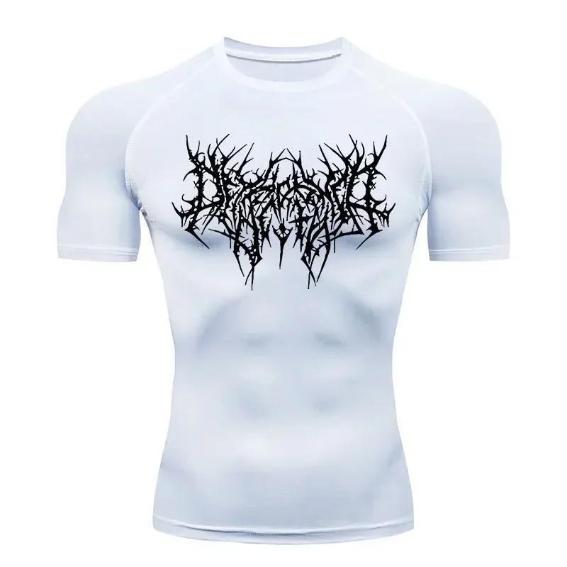 Sports Shirt Thorns Print Gym Tight T-Shirt Men's Running Fitness Quick-Drying Short-Sleeved Sports Workout Sportswear TopS-3XL