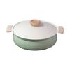 Настольный горшок с запеченным покрытием, 26 см, подходит для индукционных плит, керамическое покрытие, на 4-5 порций, зеленый, Natural Cook Pure, HB-6974