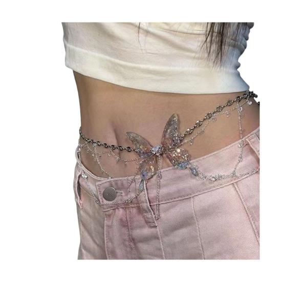 Женская цепочка на талию с кисточкой в виде бабочки и цветка, подвеска из искусственного жемчуга, поясная цепочка