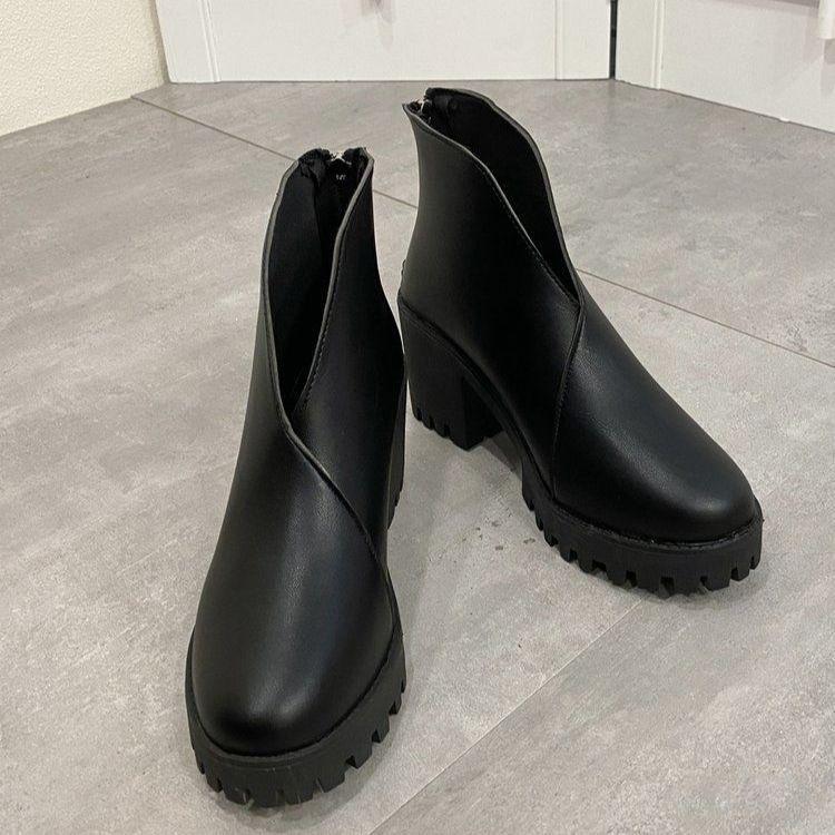 Niche popular high-end women's shoes, microfiber high-heeled stacked wear, commuting light handmade foreign-style fashion boots