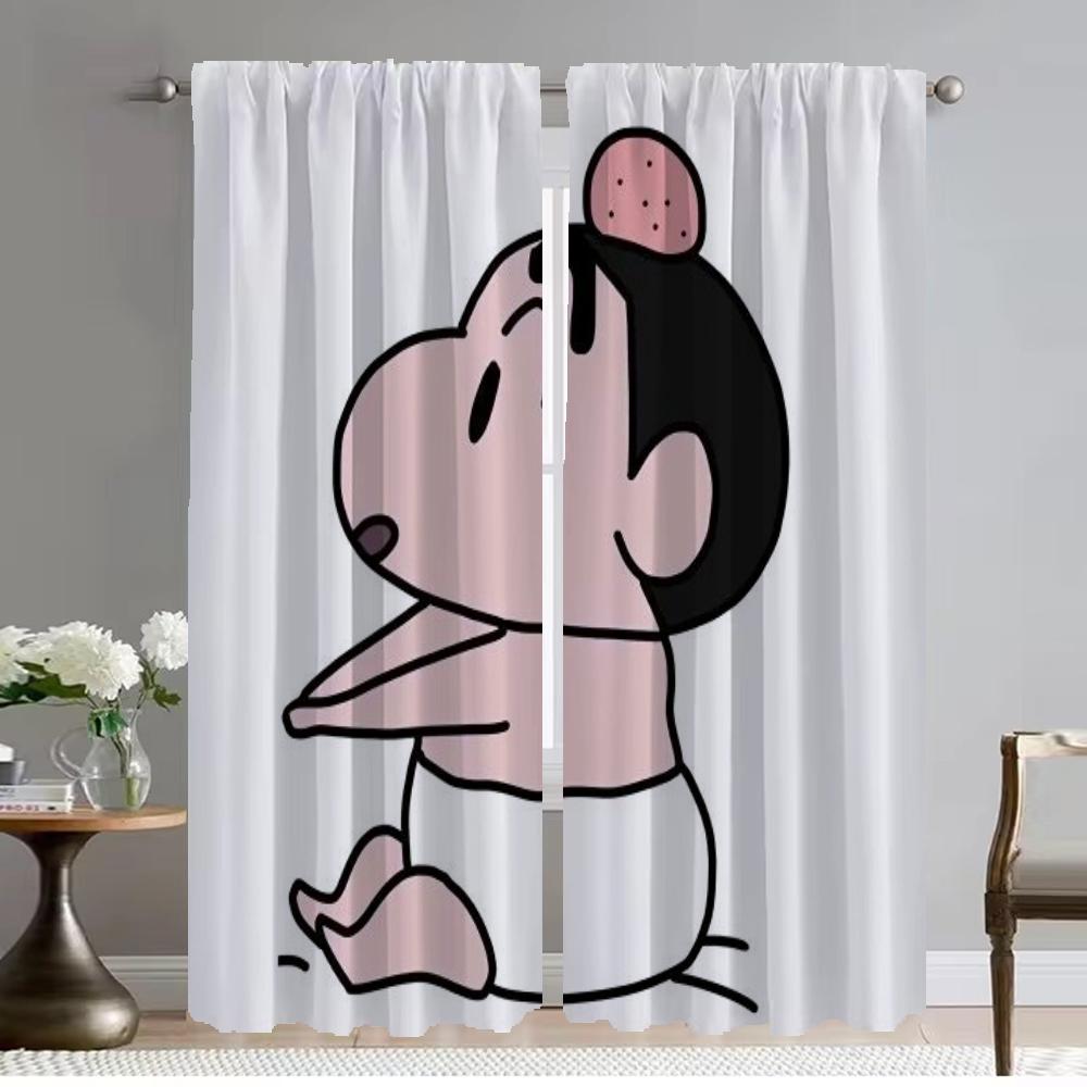 Crayon-Shin-chan Blackout Curtains for Living Room Halloween Decoration Partition Anti-mosquito Curtains 2 Pieces Window Curtain