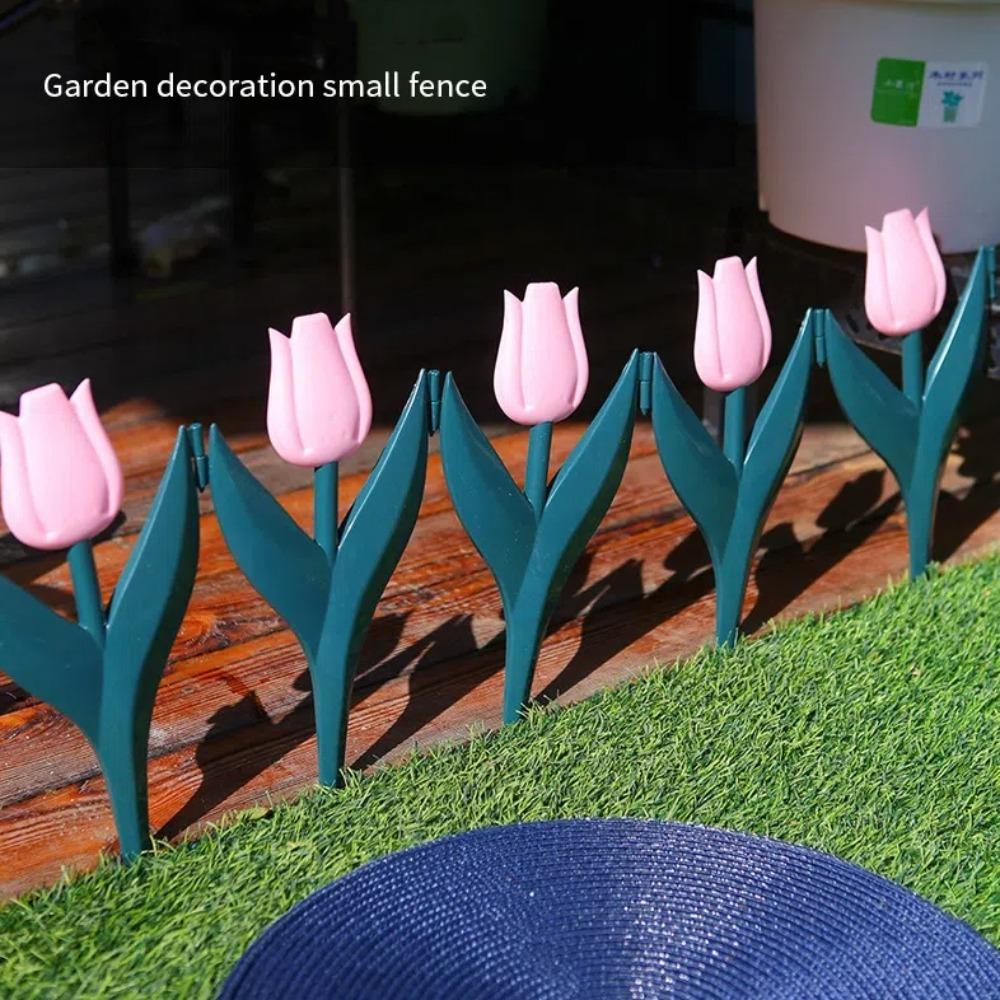 10pcs Gardening Landscaping Tulip Flower Garden Fence Plastic Flower Bed Fence Garden Fence  Outdoor