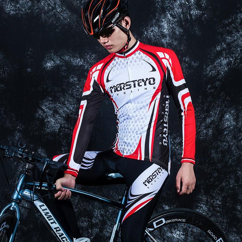 Mens Cycling Jersey Shorts Set Long Sleeve Riding Gear Mountain Road Bike