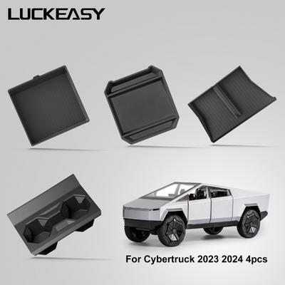 Для Tesla Cybertruck 2025 Комплект ящиков для хранения в автомобиле Подстаканник в центральной консоли Беспроводная зарядная панель Органайзер Лоток Аксессуары 4 шт.
