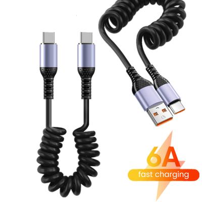 25 см до 1 м пружинный короткий кабель USB Type C кабель для быстрой зарядки данных USB C - Type C кабель для iPhone Lightning автомобильный внешний аккумулятор Cabo