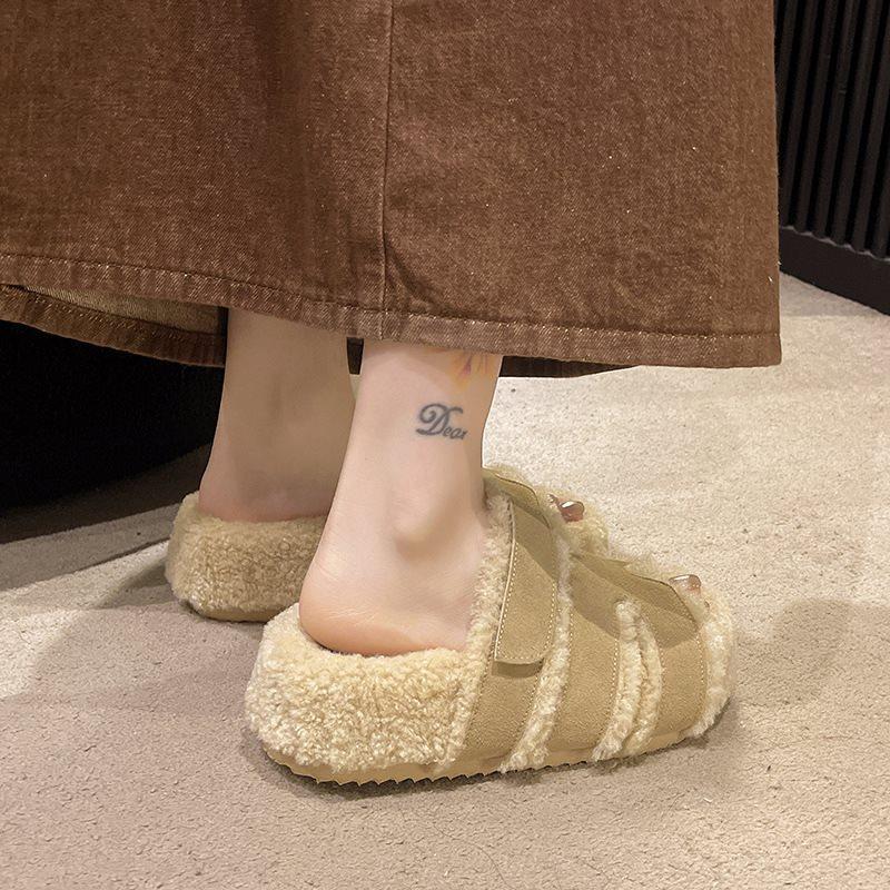 Супер огонь 2025 слово пушистые тапочки женские носить толстоподошвенные хлопковые тапочки осень и зима новый пушистый интернет-знаменитости
