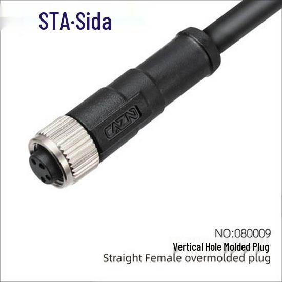 M8 Waterproof 34-Pin 5/6-Core 8-Hole Elbow Connector IP67 Male-Female with Pre-embedded Wire.