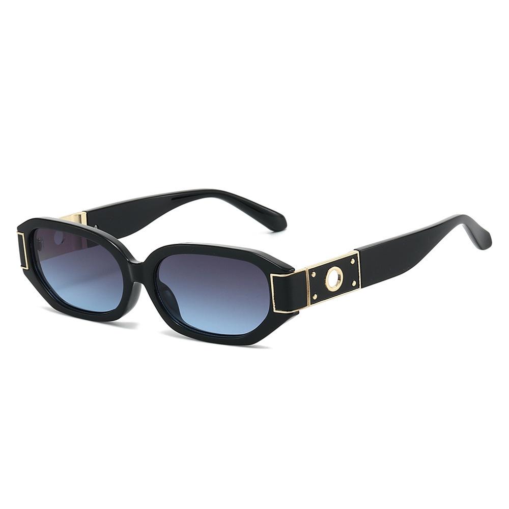 New polygonal fashion sunglasses, European and American personalized PC hollow metal accessories narrow frame glasses