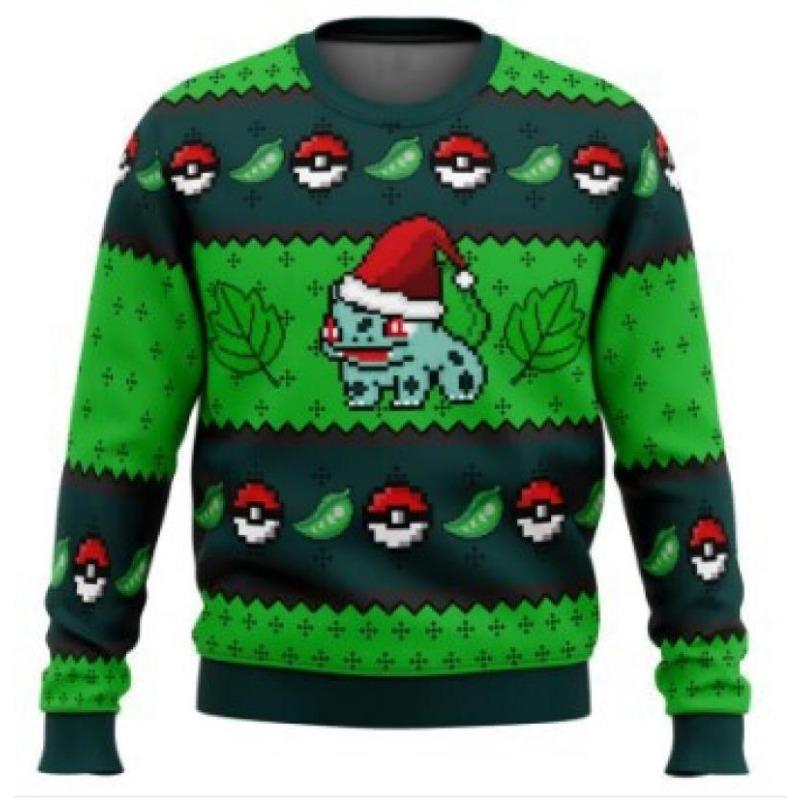 Осень-зима 3D Рождество Аниме принт Повседневный мужской свободный безголовый круглый вырез толстовка пуловеры и длинные рукава