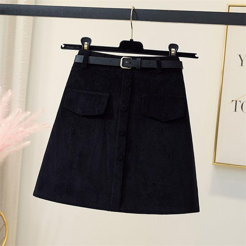 Женская юбка-трапеция вельвета Harajuku с поясом и высокой талией, узкая женская мини-юбка для офиса
