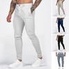 Мужские брюки, облегающие однотонные брюки до щиколотки, мягкие дышащие брюки на молнии со средней талией, мужские повседневные брюки на работу