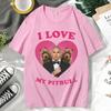 Funny I Love My Pitbull Mr. Worldwide T-shirt Short Sleeve Men Clothing Trendy Street Tees Fashion Oversized 100% Cotton T Shirt